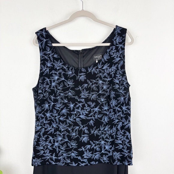 Vintage 90s Xscape Floral Layered Sleeveless Maxi Dress Sz 18 - Picture 3 of 6